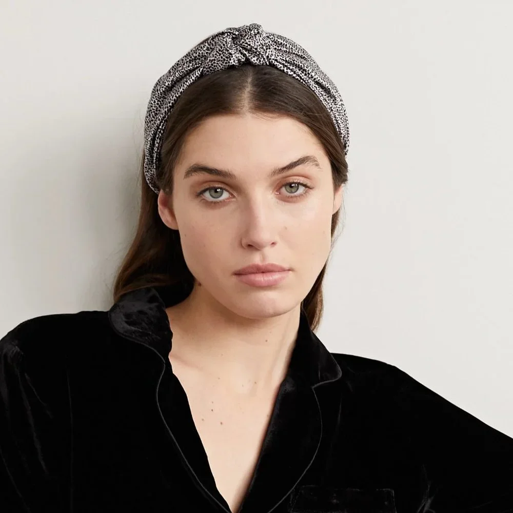 slip Silk Leopard Print Knot Headband